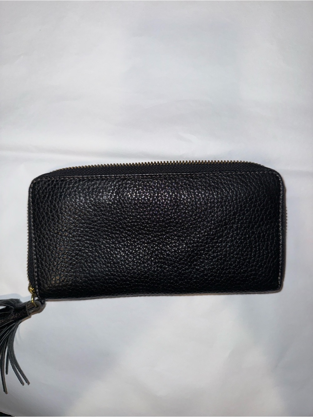 Fossil Black Pebbled Leather Zip Wallet with Tassel. Cow hide leather - Picture 2 of 8